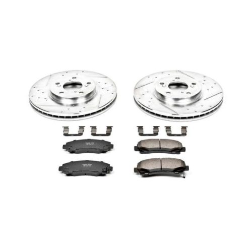 2006-2008 Honda Ridgeline Front Z23 Evolution Sport Brake Upgrade Kit - Heavy-Duty Drilled & Slotted Rotors with Carbon-Fiber Ceramic Pads - Premium Replacement