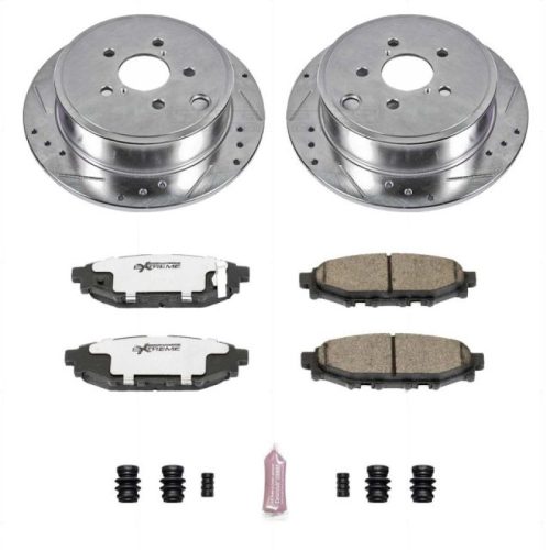2013-2015 Subaru BRZ Rear PowerStop Z26 Street Warrior Brake Upgrade Kit - Heavy-Duty Drilled & Slotted Rotors with Carbon-Fiber Ceramic Pads - Premium Replacement