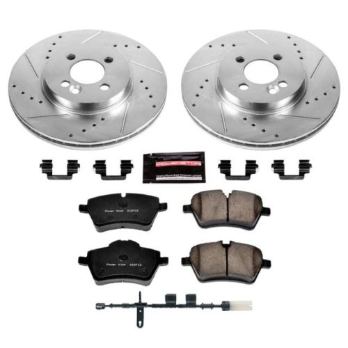 2011-2012 Mini Cooper Front Brake Rotor and Carbon-Fiber Ceramic Brake Pad Assembly - Heavy-Duty Drilled and Slotted Performance Upgrade by PowerStop Part K6741