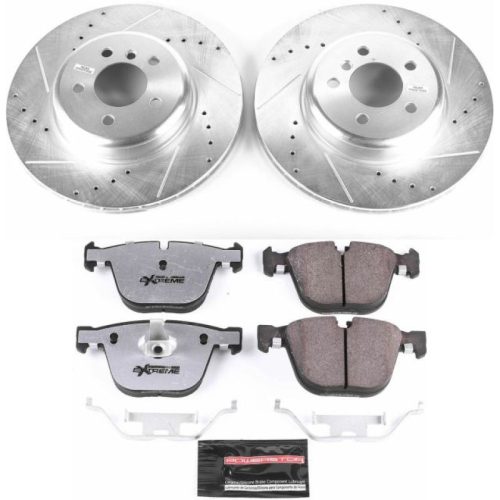 2011-2015 BMW 740i Rear Z26 Street Warrior Brake Upgrade Kit - Heavy-Duty Drilled & Slotted Rotors with Carbon-Fiber Ceramic Pads - Premium Replacement
