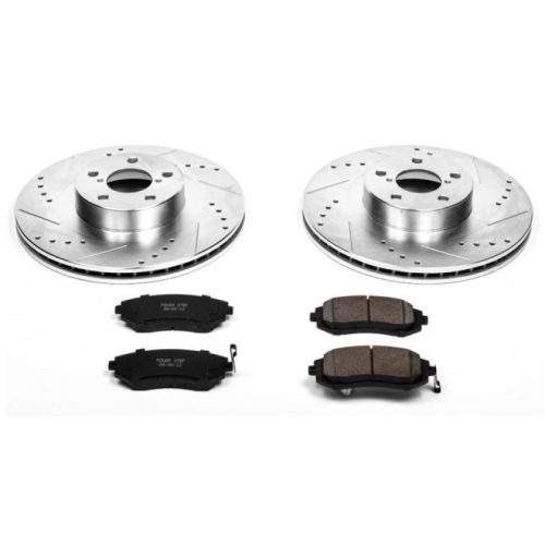 2002-2006 Subaru Legacy, Impreza & Baja Heavy-Duty Drilled & Slotted Brake Rotor and Carbon-Fiber Ceramic Brake Pad Upgrade - Premium Replacement