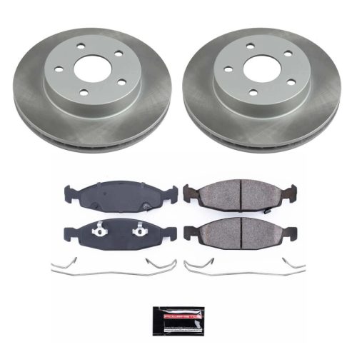2001-2002 Jeep Grand Cherokee Front Semi-Coated Rotor Brake Kit with Ceramic Pads - Premium Replacement