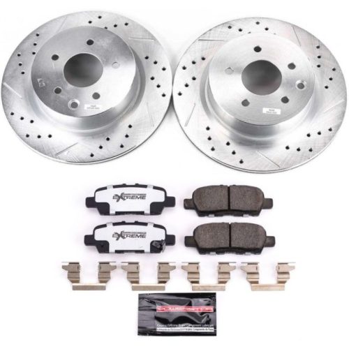 2018 Nissan 370Z & Maxima Rear Z26 Street Warrior Brake Upgrade Kit - Heavy-Duty Drilled & Slotted Rotors with Carbon-Fiber Ceramic Pads - Premium Replacement