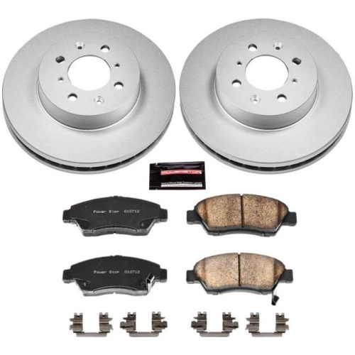 1993-2008 Honda Civic & del Sol Front Z17 Evolution Geomet Coated Brake Rotor and Ceramic Pad Assembly - Premium Replacement