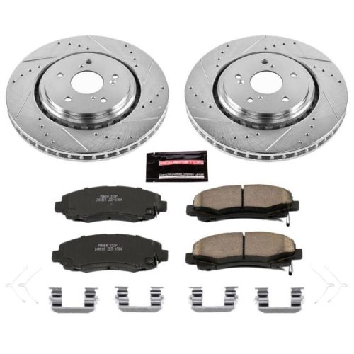2015-2019 Acura TLX Front Z23 Evolution Sport Brake Upgrade Kit - Premium Performance Heavy-Duty Drilled & Slotted Rotors with Carbon-Fiber Ceramic Brake Pads