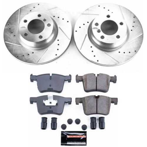 2013-2015 BMW 228i Front Brake Upgrade Kit with Drilled & Slotted Rotors and Carbon-Fiber Ceramic Brake Pads - Premium Replacement