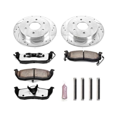 2011-2014 Nissan Titan Rear PowerStop Z36 Truck & Tow Brake Upgrade Kit - Heavy Duty Drilled & Slotted Rotors with Carbon-Fiber Ceramic Pads - Premium Replacement