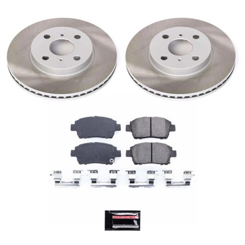 2004-2006 Scion xA & xB Front Semi-Coated Rotor Brake Assembly with Low-Dust Ceramic Pads - Premium Replacement