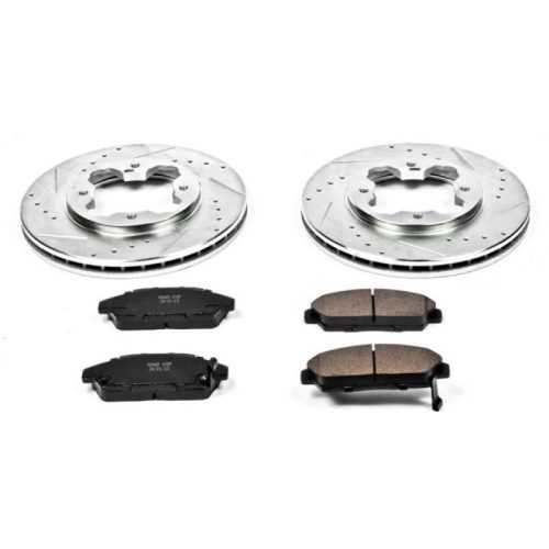 1990-1993 Honda Accord Front Z23 Evolution Sport Brake Upgrade Kit – Drilled & Slotted Rotors with Carbon-Fiber Ceramic Brake Pads - Premium Replacement