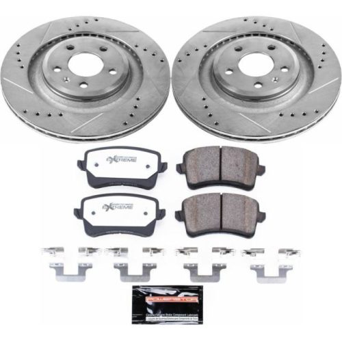 2011 Audi S4 Rear Z26 Street Warrior Brake Upgrade Kit - Performance Drilled & Slotted Rotors with Carbon-Fiber Ceramic Pads - Premium Replacement