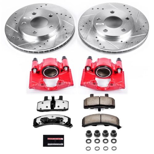 1990-1992 Cadillac Fleetwood & DeVille Front Z36 Truck & Tow Brake Upgrade Kit with Drilled & Slotted Rotors - Premium Replacement