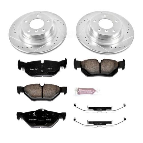 2011-2013 BMW 328i Rear PowerStop Z23 Evolution Sport Brake Kit - Premium Heavy-Duty Drilled & Slotted Rotor and Carbon-Fiber Ceramic Brake Pads Upgrade