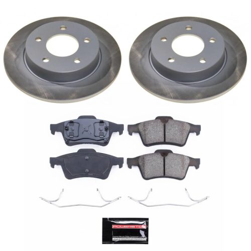 2004-2005 Mazda 3 Rear Semi-Coated Rotor Brake Assembly with Ceramic Pads - Premium Replacement
