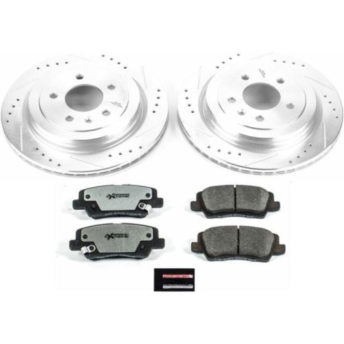 2013-2015 Cadillac ATS Rear Z26 Street Warrior Brake Upgrade Kit - Heavy Duty Drilled & Slotted Rotors with Carbon-Fiber Ceramic Pads - Premium Replacement