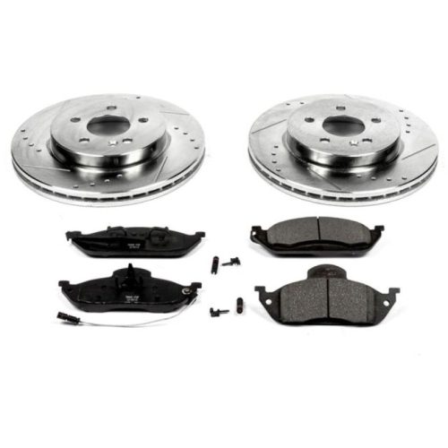 2000-2005 Mercedes-Benz ML320 Front Z23 Evolution Sport Brake Upgrade Kit - Heavy-Duty Drilled & Slotted Rotors with Carbon-Fiber Ceramic Pads for Towing and Fleet Use - Premium Replacement