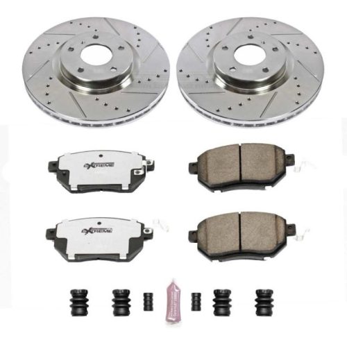 2006-2008 Nissan Murano & Maxima Z26 Street Warrior Brake Upgrade Kit - Heavy-Duty Drilled & Slotted Rotors with Carbon-Fiber Ceramic Pads - Premium Replacement