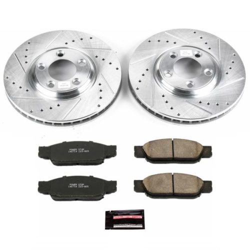 2000-2004 Lincoln LS & Jaguar S-Type Heavy-Duty Drilled and Slotted Brake Rotors with Carbon-Fiber Ceramic Brake Pads - Premium Replacement