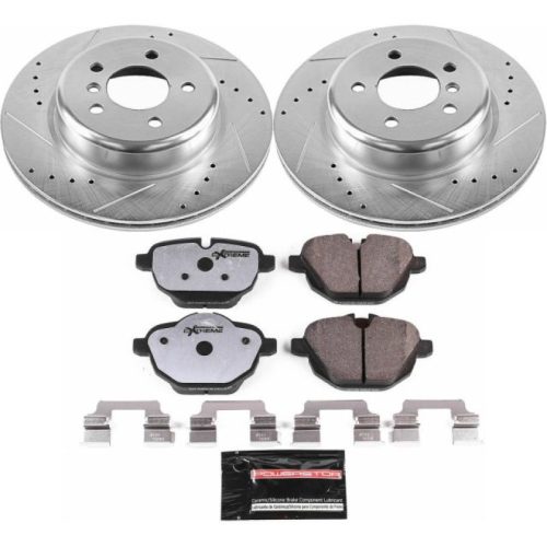 2011-2016 BMW 528i, 2014-2016 BMW 535d & XDrive Rear Z26 Street Warrior Brake Upgrade Kit with Drilled & Slotted Rotors and Carbon-Fiber Ceramic Pads - Premium Replacement