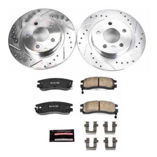 2000-2005 Pontiac Bonneville, 2000-2001 Cadillac DeVille Rear Z23 Evolution Sport Brake Upgrade Kit - Heavy-Duty Drilled & Slotted Rotors with Carbon-Fiber Ceramic Pads