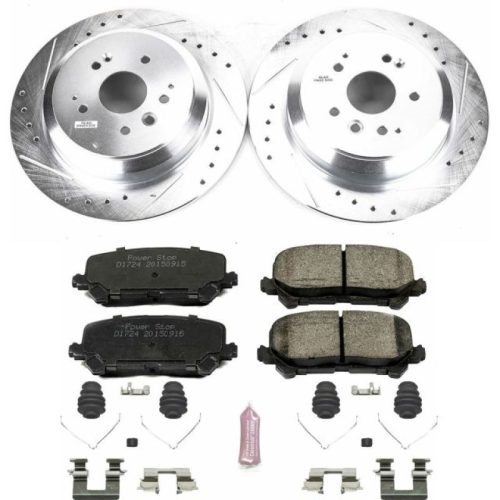 2014-2016 Acura MDX Rear Z23 Evolution Sport Brake Kit - Premium Heavy-Duty Drilled & Slotted Rotor and Carbon-Fiber Ceramic Brake Pads Upgrade