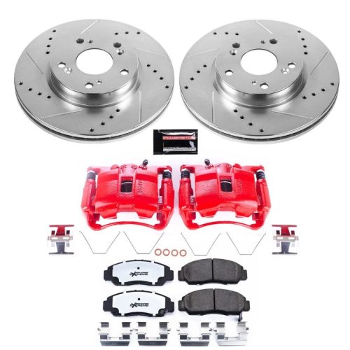 2012-2015 Honda Civic Front Z26 Street Warrior Brake Assembly with Drilled & Slotted Rotors - Premium Replacement