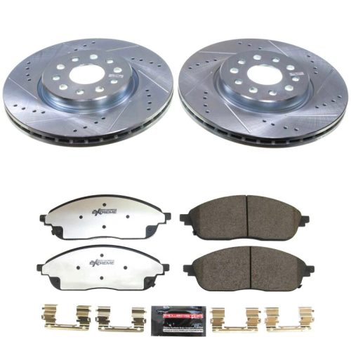 2021-2022 Jeep Grand Cherokee L Z36 Truck & Tow Brake Upgrade Kit - Heavy-Duty Drilled & Slotted Rotors with Carbon-Fiber Ceramic Pads for Towing and Off-Road Performance - Premium Replacement