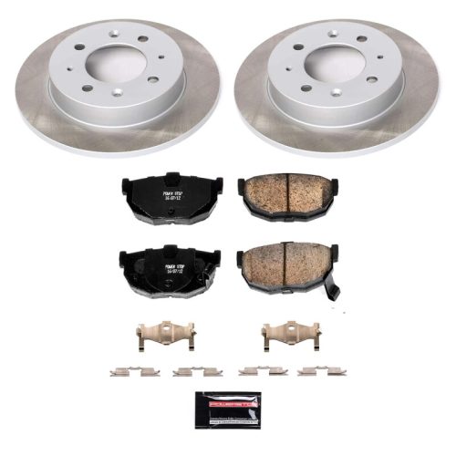 2005-2007 Kia Spectra & Spectra5 Rear Semi-Coated Rotor Brake Assembly with Ceramic Pads - Premium Replacement