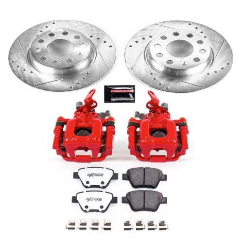 2010-2014 Volkswagen Golf, Passat, Jetta Rear Z26 Street Warrior Brake Upgrade Kit with Drilled & Slotted Rotors - Premium Replacement