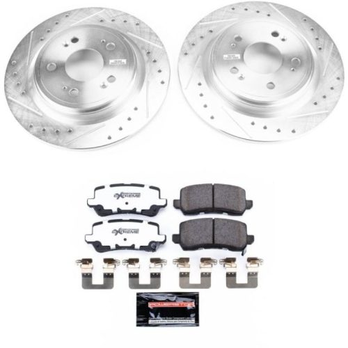 2014-2019 Acura RLX Rear Z26 Street Warrior Brake Upgrade Kit - Heavy-Duty Drilled and Slotted Rotor & Carbon-Fiber Ceramic Brake Pads - Premium Replacement