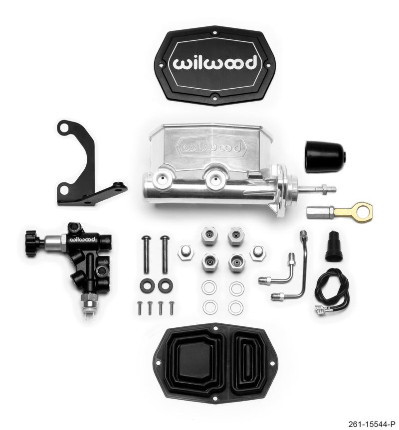 Compact Tandem Master Cylinder with Bracket and Valve for Mustang - 1 Inch Bore