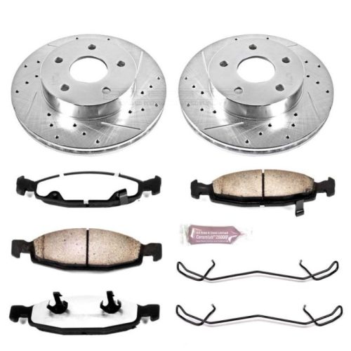 2001-2002 Jeep Grand Cherokee Front Z36 Truck & Tow Brake Upgrade Kit - Heavy Duty Drilled & Slotted Rotor and Carbon-Fiber Ceramic Brake Pads for Towing and Off-Road Performance