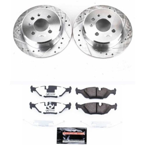 1991-1992 BMW 318i, 1986-1991 BMW 325i/325es/325is Rear Z26 Street Warrior Brake Upgrade Kit - Heavy Duty Drilled & Slotted Rotors with Carbon-Fiber Ceramic Pads