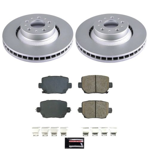 2020-2024 Tesla Y Rear Z17 Geomet Coated Brake Rotor and Low-Dust Ceramic Brake Pads - Premium Replacement