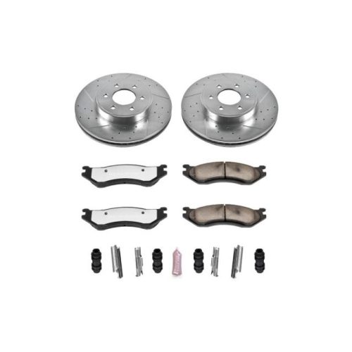 2003 Dodge Durango Front PowerStop Z36 Truck & Tow Brake Upgrade Kit - Heavy Duty Drilled and Slotted Rotor and Ceramic Brake Pads for Towing and Off-Road Performance