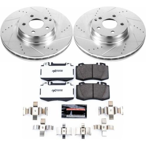 2003 Mercedes-Benz SL500 Front Z26 Street Warrior Brake Upgrade Kit - Heavy-Duty Drilled & Slotted Rotors with Carbon-Fiber Ceramic Pads for Performance and Towing