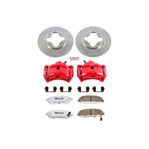 1994-1997 Acura CL & Honda Accord Heavy-Duty Performance Brake Upgrade Kit with Drilled & Slotted Rotors, Carbon-Fiber Ceramic Pads, Powder Coated Calipers - Premium Replacement