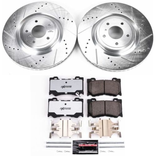 2009-2013 Nissan 350Z & 370Z Heavy Duty Performance Brake Upgrade Kit with Drilled & Slotted Rotors and Carbon-Fiber Ceramic Pads - Premium Replacement