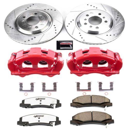 2006-2011 Buick Lucerne Front Heavy-Duty Drilled and Slotted Brake Rotor and Carbon-Fiber Ceramic Brake Pad Assembly - Premium Replacement