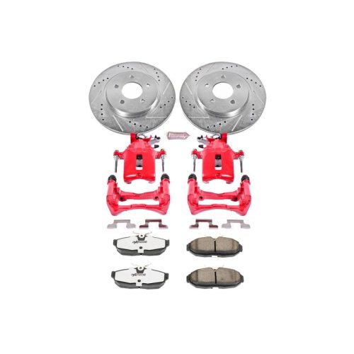 2005-2010 Ford Mustang Rear Z26 Street Warrior Brake Upgrade Kit with Powder Coated Calipers - Heavy-Duty Drilled & Slotted Rotors and Carbon-Fiber Ceramic Pads