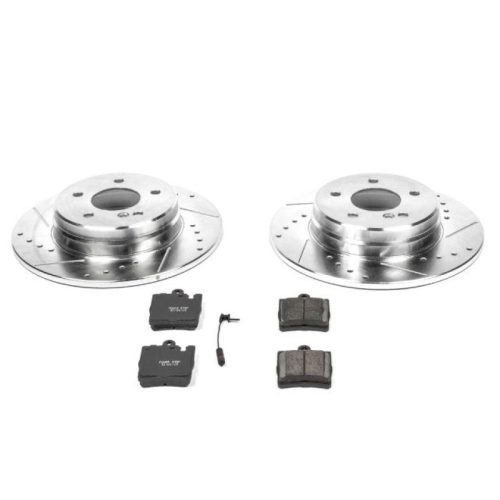 2003-2011 Mercedes-Benz C240, 2007-2009 SLK350 Rear Power Stop Z23 Evolution Sport Brake Rotor and Pad Upgrade - Heavy-Duty Drilled & Slotted Performance Brake System