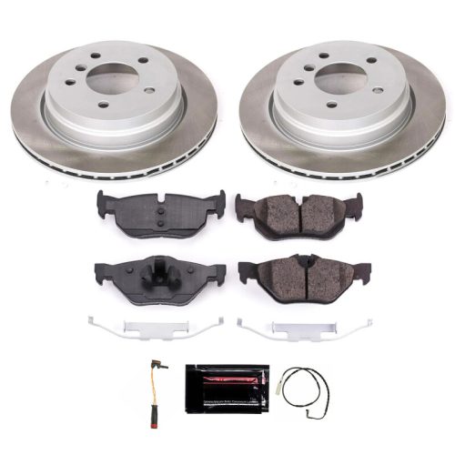 2007-2010 BMW 328i xDrive Rear Semi-Coated Rotor Brake Assembly with Ceramic Pads - Premium Replacement