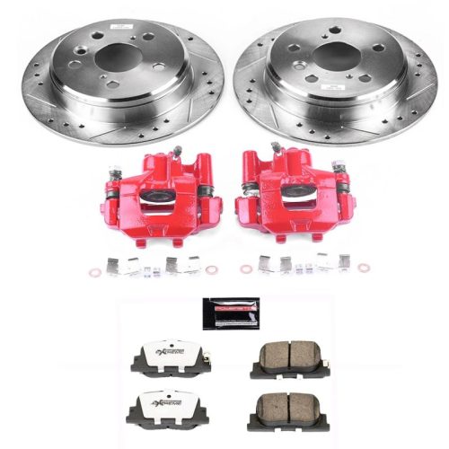 2000-2001 Toyota Camry, 2000-2001 Lexus ES300 Heavy-Duty Brake Upgrade Kit with Drilled & Slotted Rotors and Carbon-Fiber Ceramic Pads - Premium Replacement