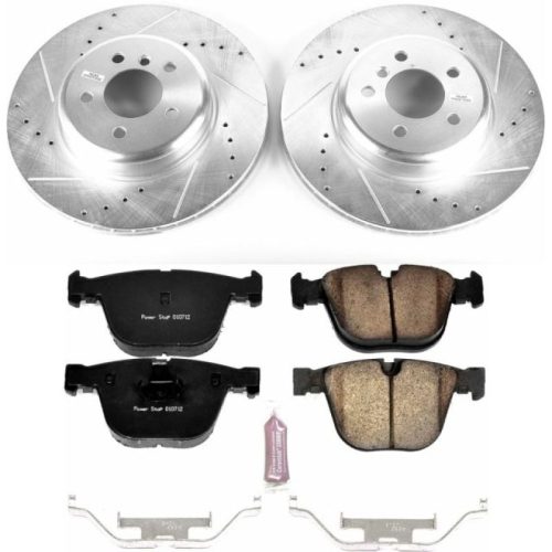 2011-2015 BMW 740i Rear Power Stop Z23 Evolution Sport Brake Kit - Heavy-Duty Drilled & Slotted Rotors with Carbon-Fiber Ceramic Pads for Towing and Daily Driving - Premium Replacement