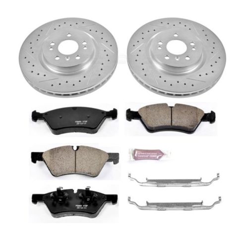 2010-2012 Mercedes-Benz R350 & ML450 Heavy-Duty Drilled & Slotted Brake Rotor and Carbon-Fiber Ceramic Brake Pad Upgrade - Premium Replacement