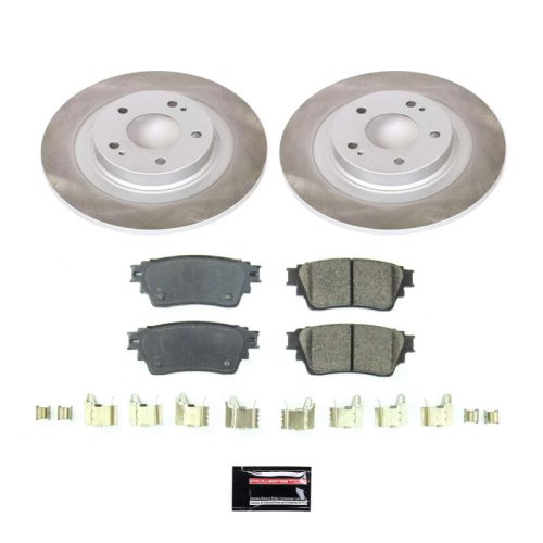 2017-2019 Mitsubishi Outlander PHEV Rear Semi-Coated Rotor Brake Assembly with Ceramic Pads - Premium Replacement
