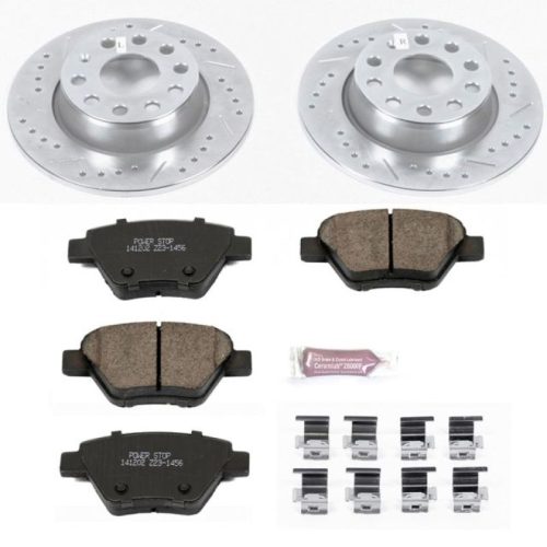 2010-2014 Volkswagen Golf, Passat & Jetta Rear PowerStop Z23 Evolution Sport Brake Rotor and Carbon-Fiber Ceramic Pad Assembly - Heavy-Duty Performance Upgrade