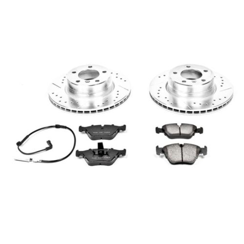 2004-2005 BMW 525i Front Z23 Evolution Sport Drilled & Slotted Brake Rotors and Carbon-Fiber Ceramic Brake Pads - Premium Replacement