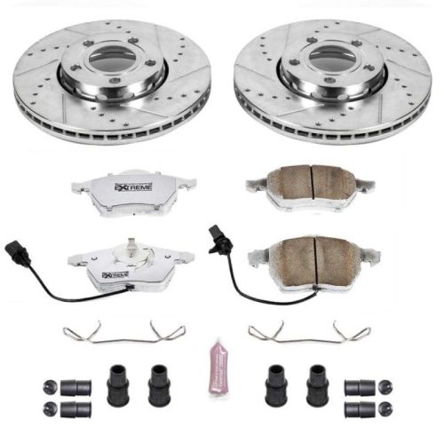 2005-2006 Audi A4 Front Z26 Street Warrior Brake Upgrade Kit - Premium Heavy-Duty Performance Disc Brake Pads and Drilled & Slotted Rotors