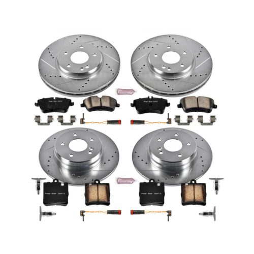 2004-2009 Mercedes-Benz CLK & C-Class Z23 Evolution Sport Brake Upgrade Kit - Heavy-Duty Drilled & Slotted Rotors, Carbon-Fiber Ceramic Pads with Hardware - Premium Replacement