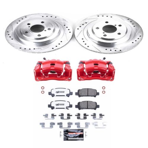 2005-2009 Subaru Legacy Rear Z26 Street Warrior Brake Upgrade Kit with Calipers - Heavy-Duty Drilled & Slotted Rotors, Carbon-Fiber Ceramic Brake Pads, Powder Coated Calipers - Premium Replacement